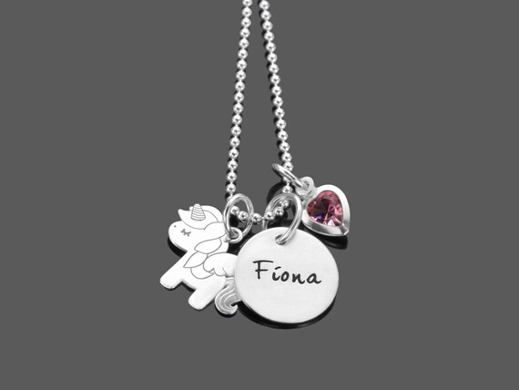 Collier Licorne Argent A-Z Avec Pendentif Cœur Cristal Bleu - Cadeau Fille Nièce Anniversaire Noël