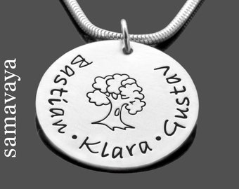 Lebensbaum Kette UNSERE WURZELN 925 Silber Namenskette Gravur Familienkette