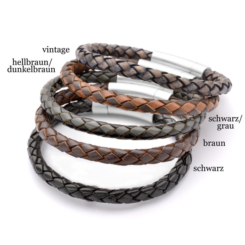 Bracelet men black/grey engraving LOOP MEN Men's bracelet leather, 925 sterling silver image 5