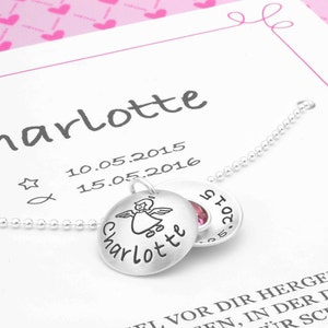 Christening necklace SCHUTZENGELCHEN 925 silver chain with engraving in a gift box Children's jewelry Christening jewelry gift box image 1