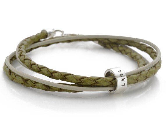 Lederarmband Ring personalisiert Wickelarmband Gravur 2-IN-1 ROLL 925 Silber Damenarmband Geschenk Frau Freundin samavaya
