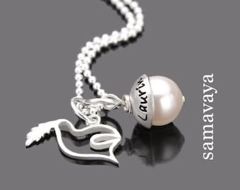 Baptism necklace girl engraving TAUFPERLE DOVE 925 silver christening jewelry personalized name peace dove christening gift children's necklace name bead