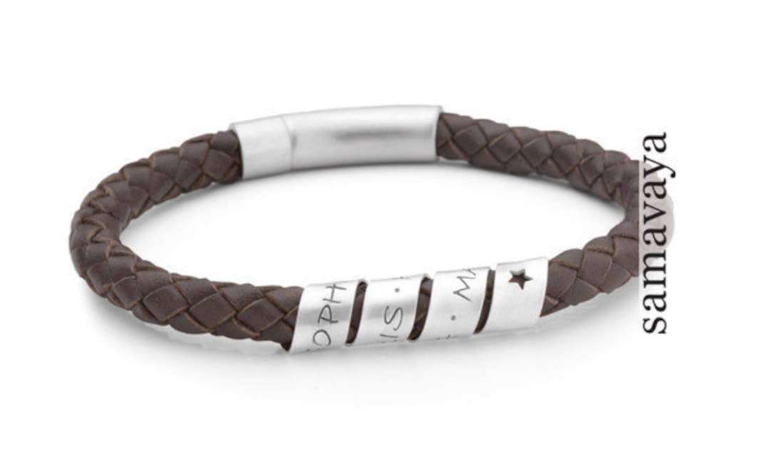 Men's Leather Bracelets Braided (Brown) - Talisa - Men's Leather