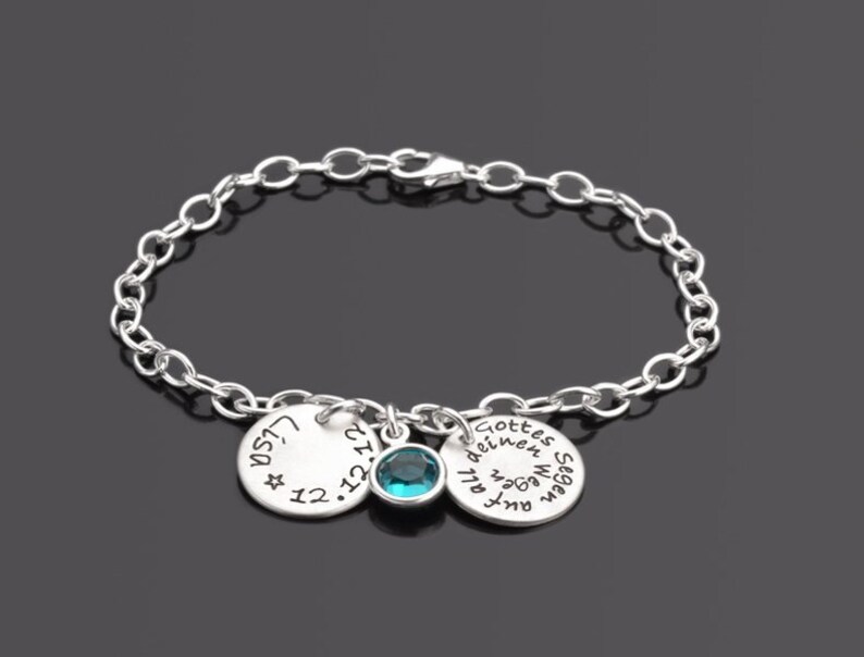 Armband zur Taufe Taufgeschenk mit Gravur GOTTES SEGEN 925 Silber Kinderarmband mit Name Datum Taufspruch Bild 1