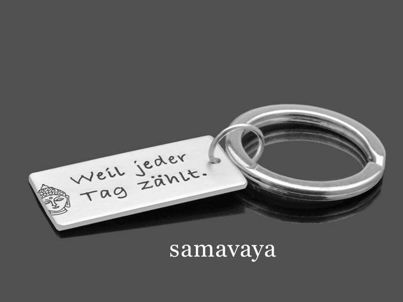 Keychain Buddha EVERY DAY 925 silver pendant with engraving image 1