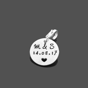 Personalized Pendant Heart Pendant Charm Engraving HEARTZT Silver Personalized Heart Initial Date Gift Engagement for Charm Bracelet image 2