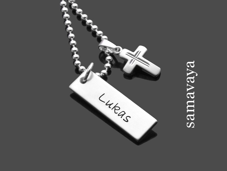 Necklace Gift Confirmation Boy Engraving BE BLESSED 925 Silver Chain Communion Chain Youth Consecration Confirmation First Communion image 1