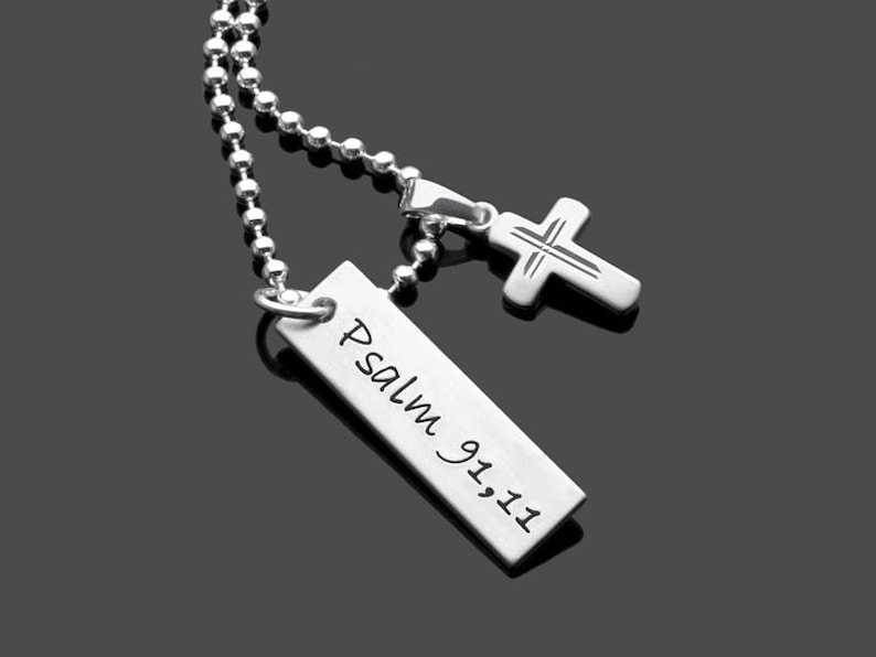 Necklace Gift Confirmation Boy Engraving BE BLESSED 925 Silver Chain Communion Chain Youth Consecration Confirmation First Communion image 2