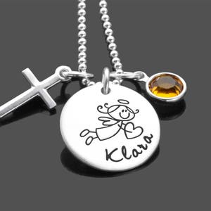 Baptism gift girl cross personalized christening necklace name necklace engraving BLESSING MESSENGER HERZGELCHEN 925 silver chain children's necklace gift baptism image 3