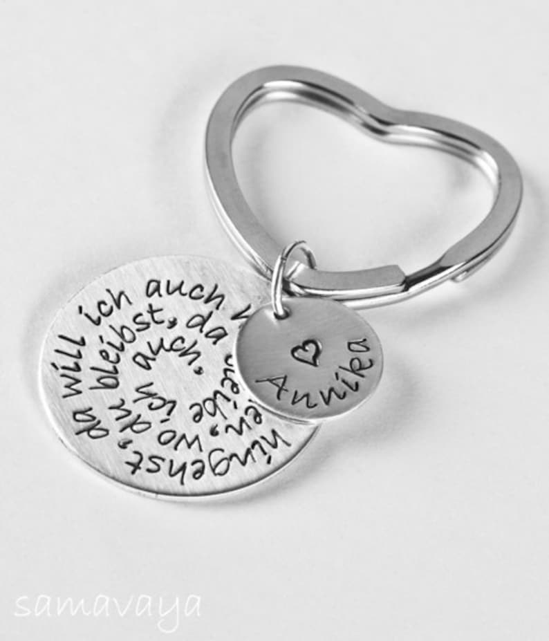 Schlüsselanhänger personalisiert Name Spruch Herz WO DU Etsy.de