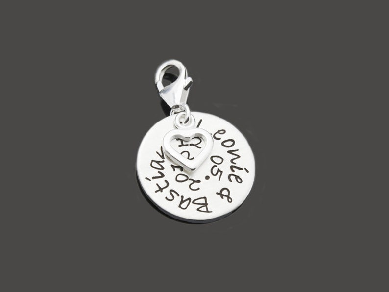 Personalized Charm Engagement Pendant for Couples Engraving MY LOVE 925 Silver Name Pendant Heart Name Date Gift Wife Girlfriend image 1