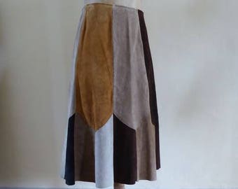 1970's patchwork suede skirt