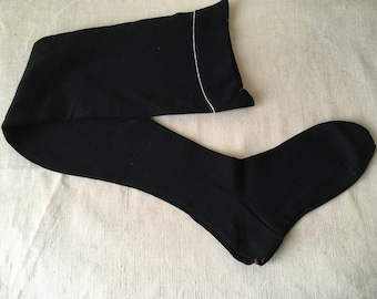 Two pairs of vintage black cotton stockings