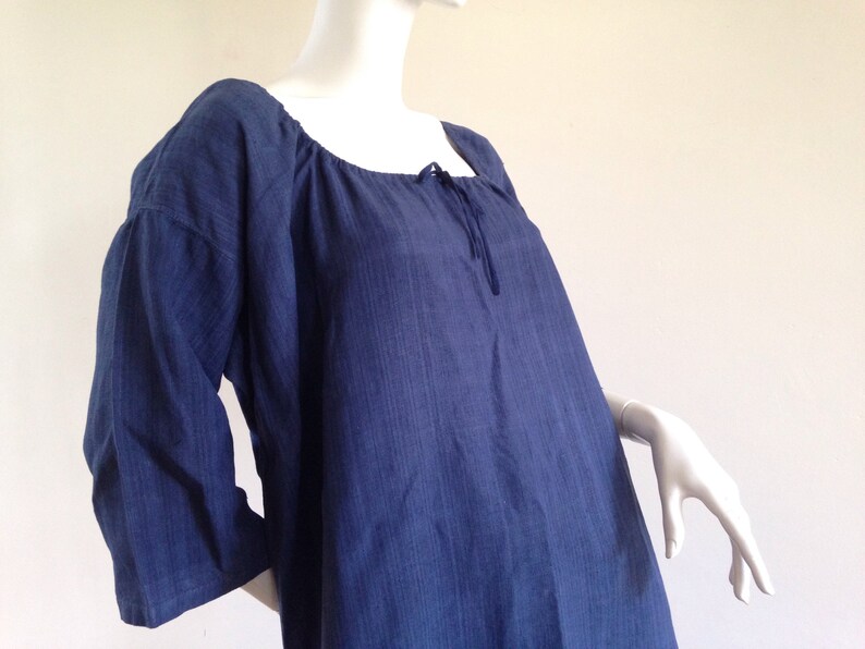 indigo linen dress
