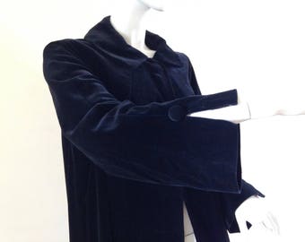 Vintage long black velvet evening coat