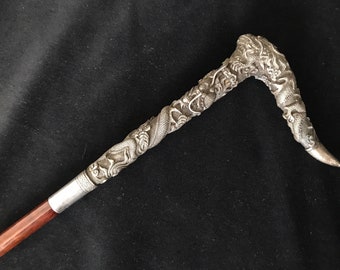 Umbrella frame with silver dragon handle