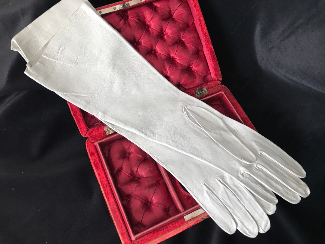 Vintage Pale Grey Leather Gloves Unworn Etsy