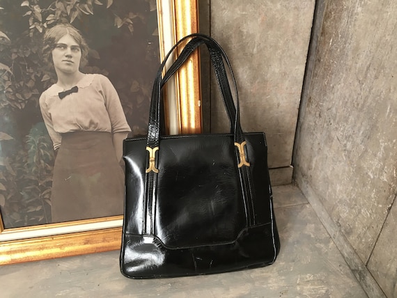 1960s patent leather handbag