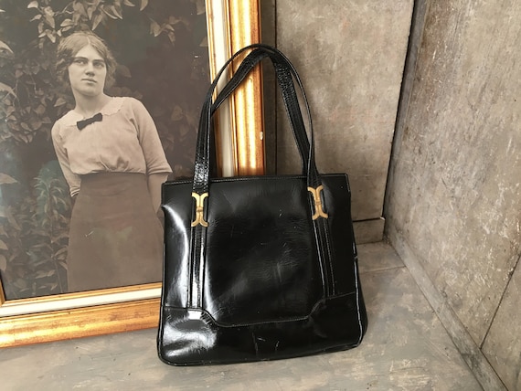 1960s patent leather handbag - image 1