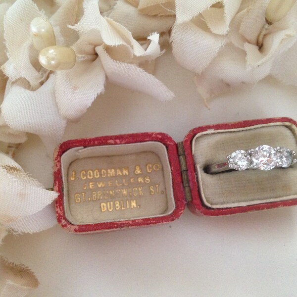 Victorian red leather ring box