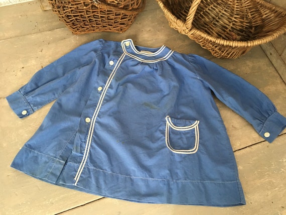 French childs antique school smock