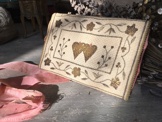 18th century embroidered pocketbook