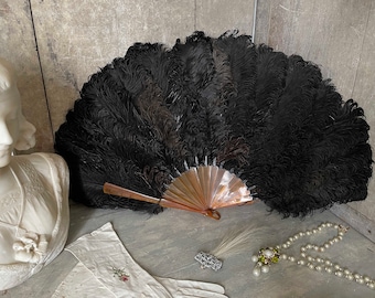 Antique ostrich feather fan