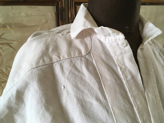 Old French rustic linen shirt or biaude - image 4