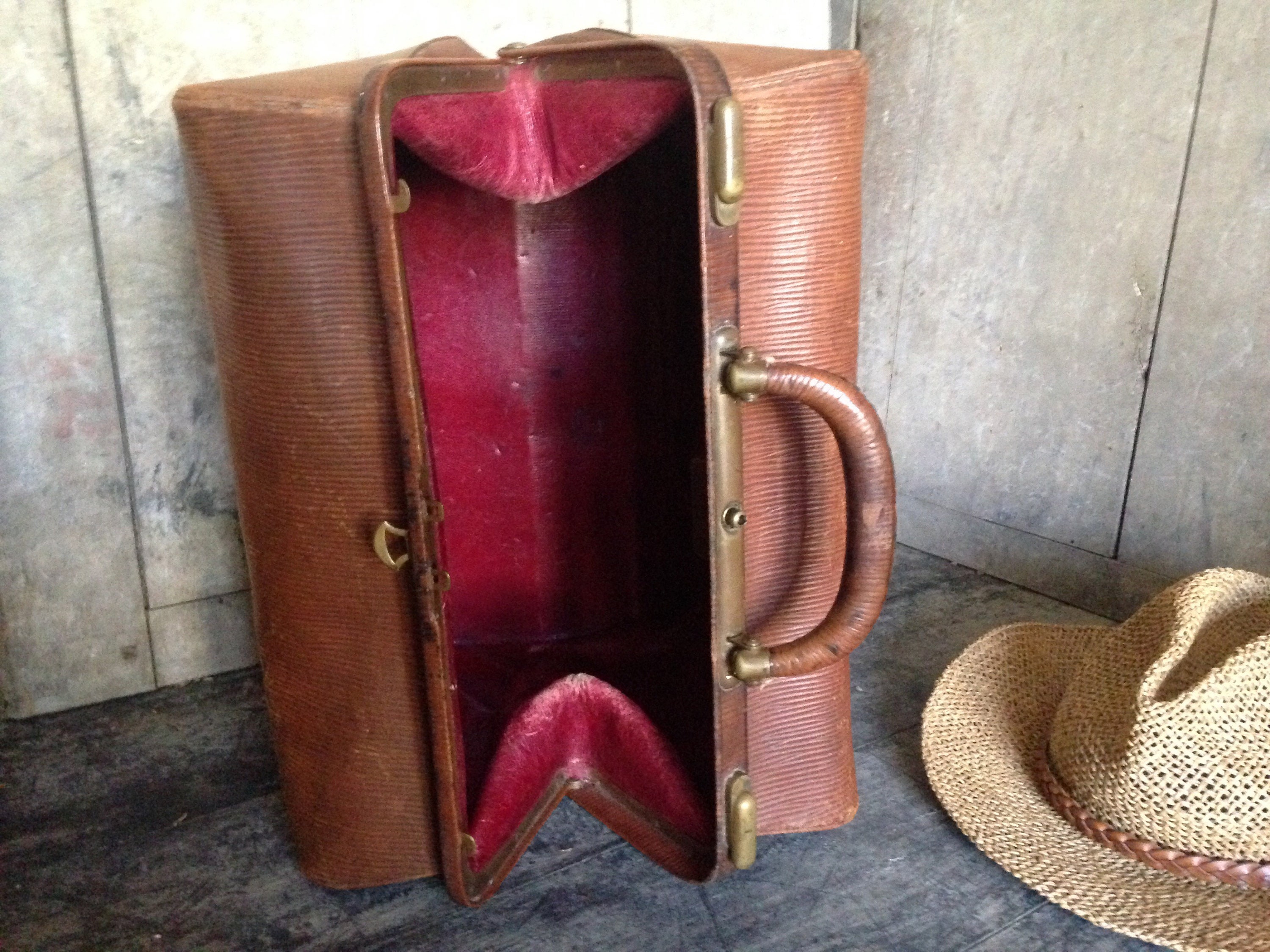 ANTIQUE CANVAS TRUNK & SEALSKIN GLADSTONE BAG