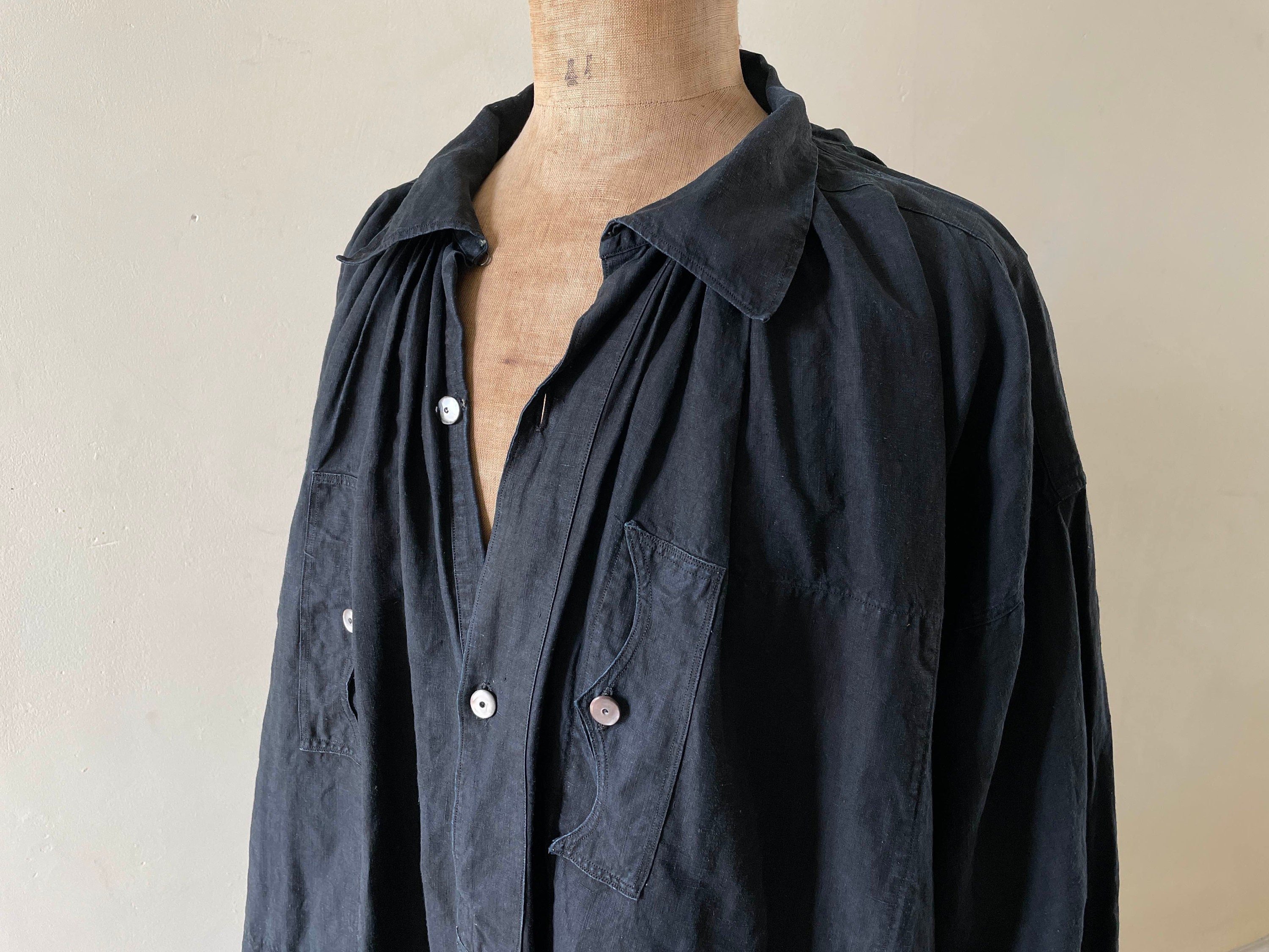 ～1910s Antique French blackLinen Biaude 1910s Antique French blackLinen Biaude