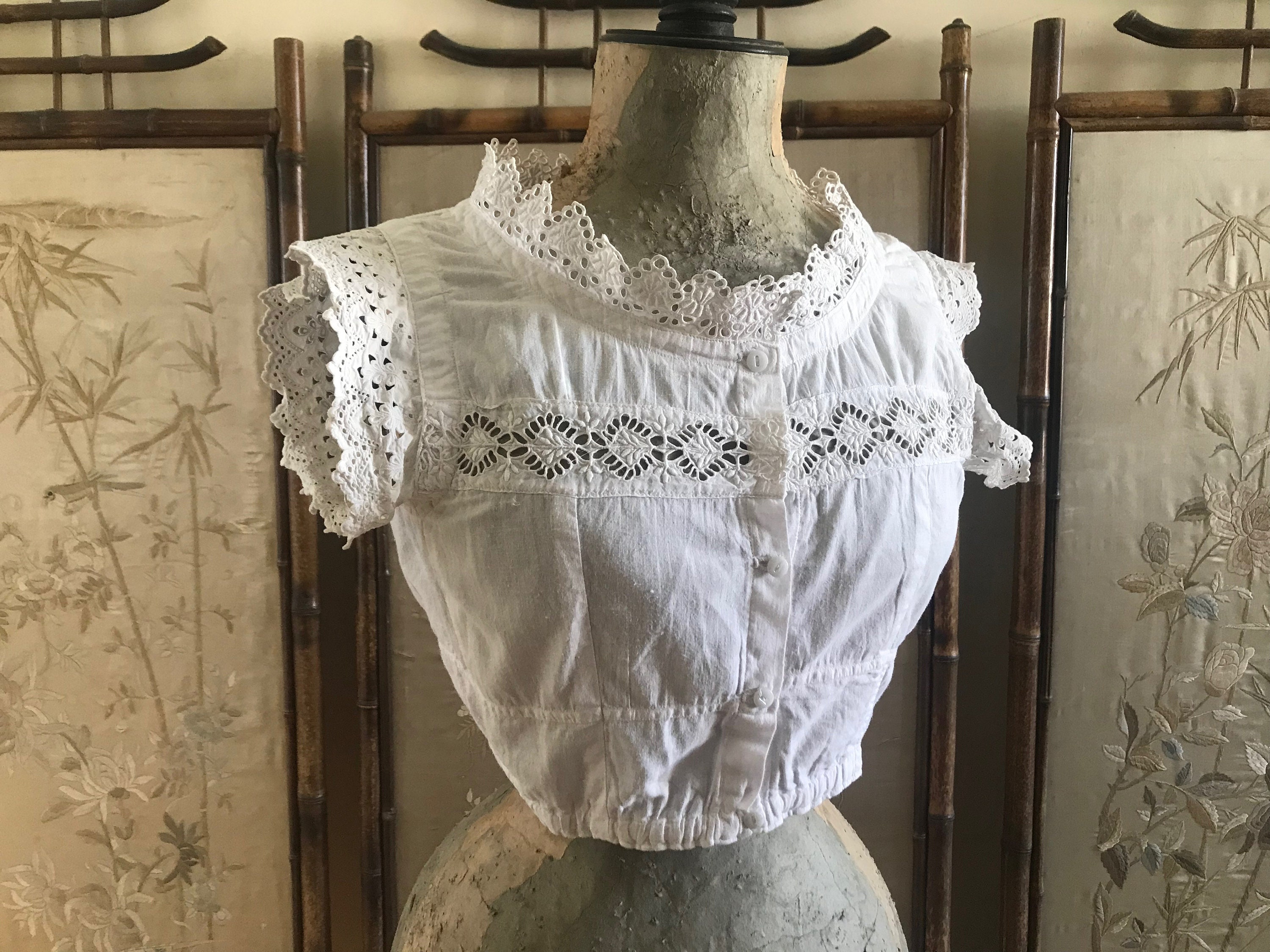 C.1900 Classic Corset Cover with Buttons to Attach to - Ruby