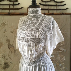 Edwardian white cotton and lace dress