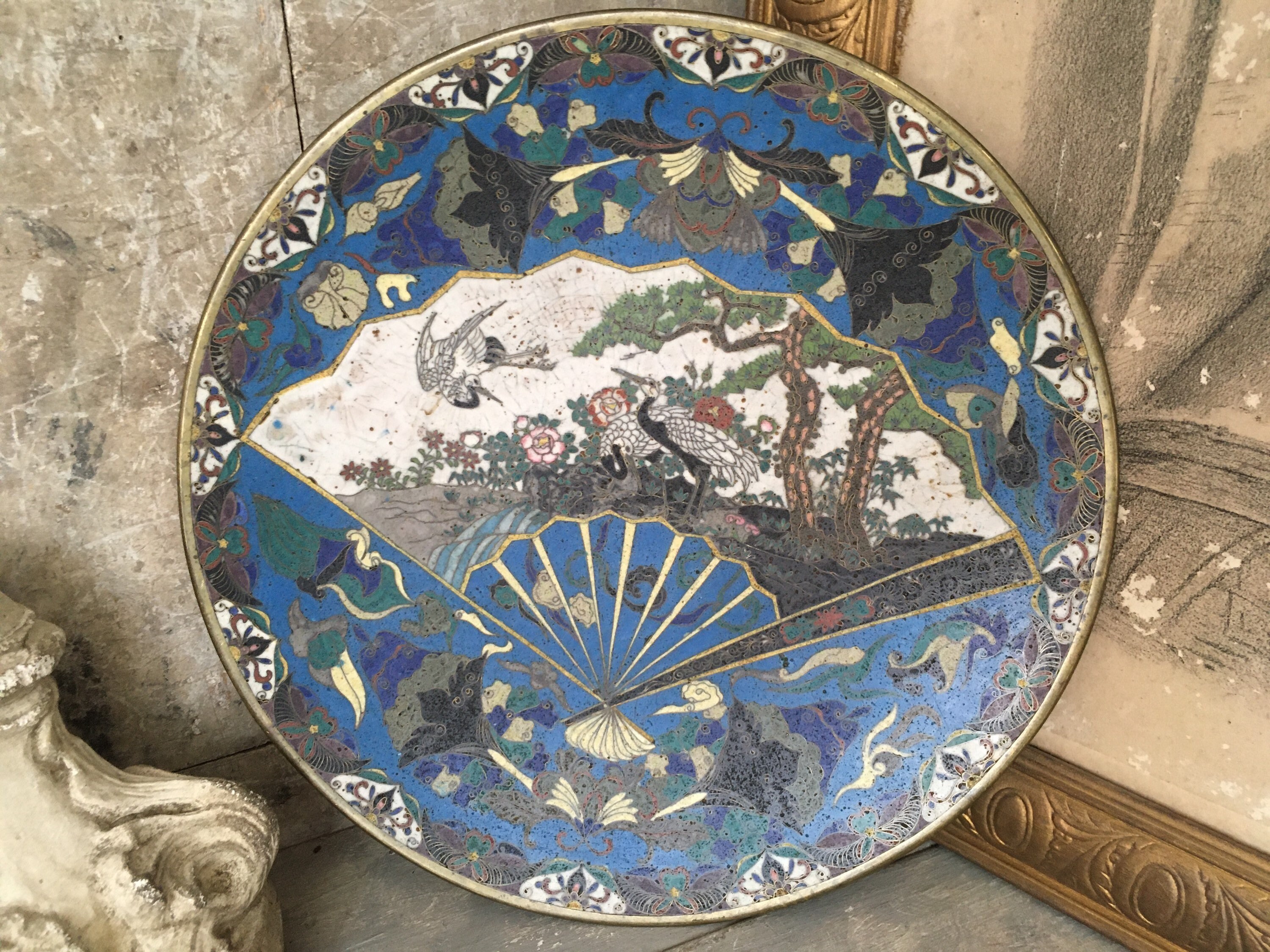 Plaque Japonaise de Meiji Cloisonne