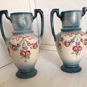 Pair of large antique Majolica vases