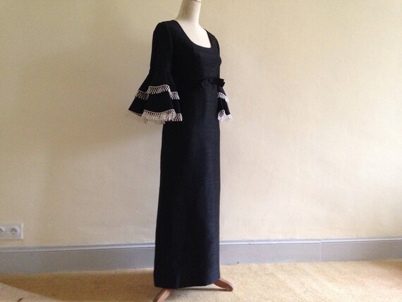 black silk evening dress