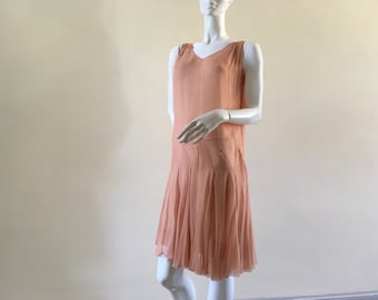 1920s silk chiffon flapper dress