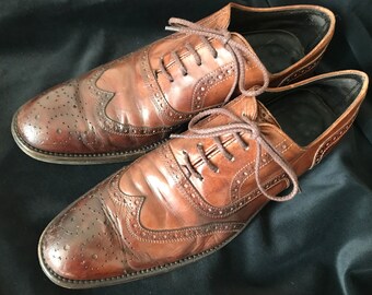 Mens Vintage Brogue Shoes in Tan 