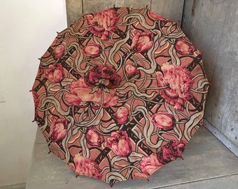 Vintage parasol with 1920s chintz fabric