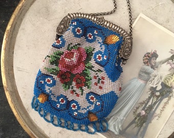 1830s antique beaded purse