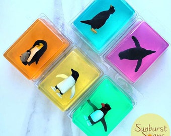 Penguin Kids Critter Soap, penguin toy gift for child boy girl, birthday party favor, Christmas stocking stuffer, Easter basket filler