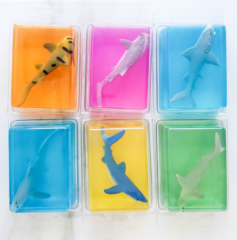 Shark Kids Critter Soap, shark toy gift for child boy girl, birthday party favor, Christmas stocking stuffer, Easter basket filler image 3