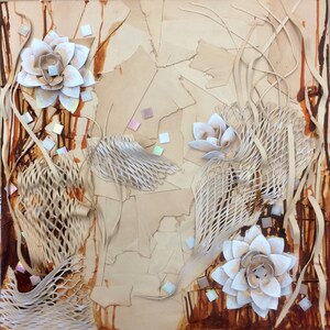 Artwork 3D , Genuine leather, wall decor, framed, gilded