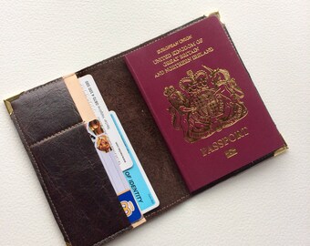 Dark Brown genuine  Leather passport cover