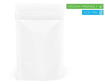 Pochette debout blanche de qualité supérieure - Solution de stockage refermable, polyvalente - Parfaite pour la cuisine, l'artisanat, etc.