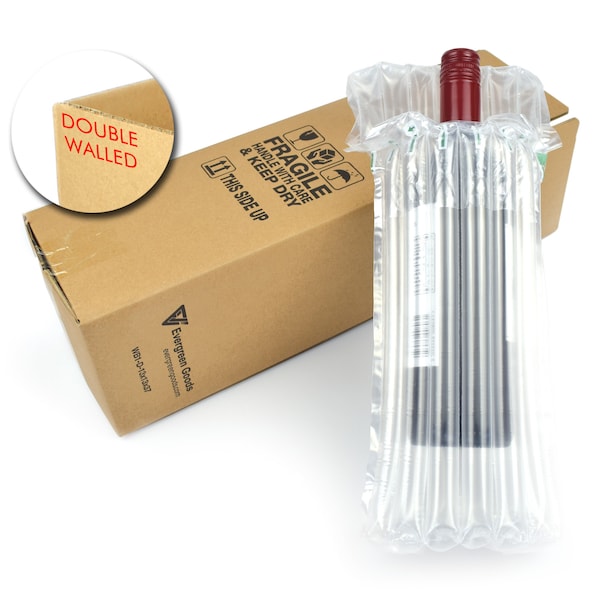 Aufblasbare Flaschentasche mit Ventil & doppelwandige Box / Single Wine Drink Protection Verpackung für 1 / Sichere Luftkissen stoßfeste Luftblase