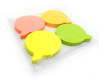 Speech Bubble Sticky Notes / Neon Post It Notes / Memo Pads of 100 Pages Each (76x76mm) / Great for Studying, Reminders & To Do Lists