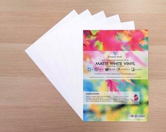 Matte Sticker Vinyl / Customisable White Printable Labels / A4 Self-Adhesive Sheets / Inkjet and Laser Printer & Die Cut Machine Compatible