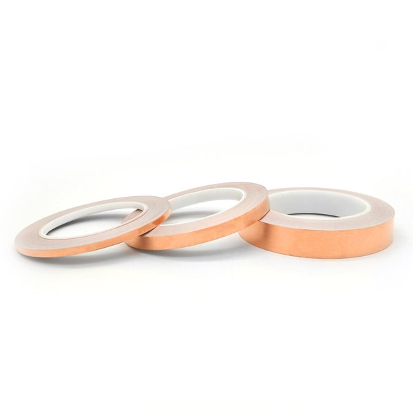 Copper Sticky Tape / 25m Self Adhesive Foil Roll of 5, 10 or 20mm / For Decorative, Electrical or Gardening / Conductive Metal EMI Shield