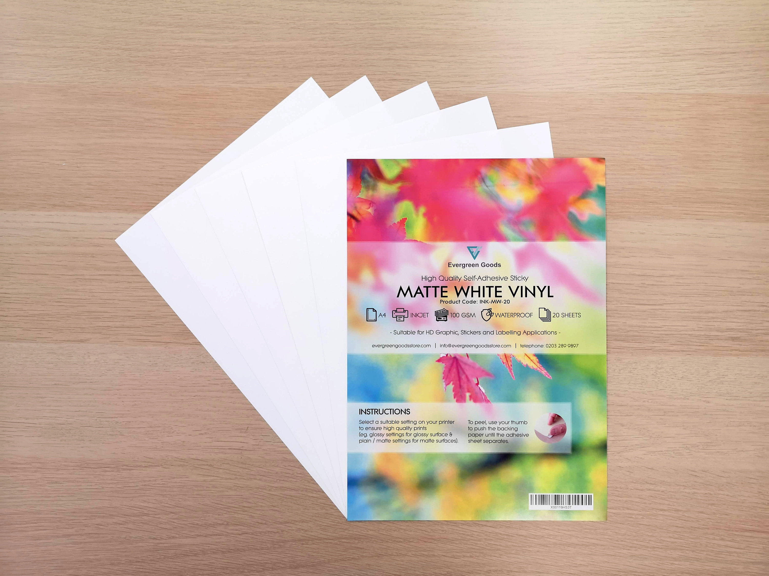 Autocollant A4 En Vinyle Blanc Vierge, 50 Feuilles, Autocollant