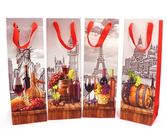 Wine Gift Bags with Tag & Handles / Fun Favour Bag Pack / Bottle Carriers for Weddings, Anniversary, Birthdays and other Special Occasions